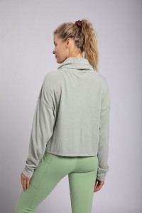 Boxy Mineral-washed Cowl-neck Pullover