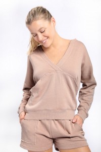 Burnout Wash Deep V Hoodie With Brushed Interior