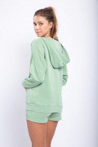 Burnout Wash Deep V Hoodie With Brushed Interior