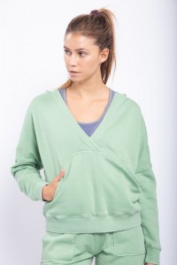 Burnout Wash Deep V Hoodie With Brushed Interior