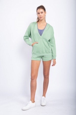 Burnout Wash Deep V Hoodie with Brushed Interior