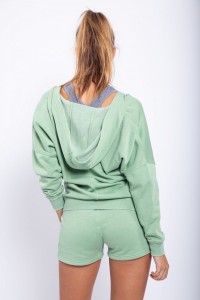 Burnout Wash Deep V Hoodie With Brushed Interior