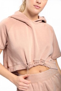 Burnout Wash Cropped Cinch Hoodie With Brushed Interior