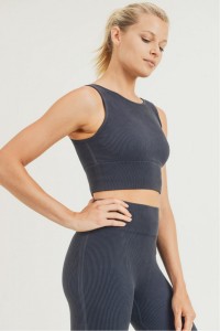 Ribbed Cut-out Back Mineral Wash Seamless Hybrid Sports Bra