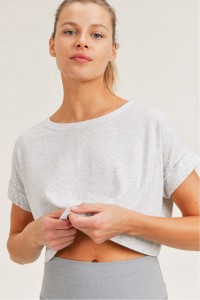 Rhombus Textured Cropped Athleisure Tee