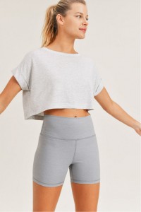 Rhombus Textured Cropped Athleisure Tee