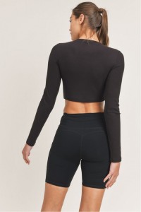 Essential Micro-ribbed Long-sleeved Cropped Athleisure Top