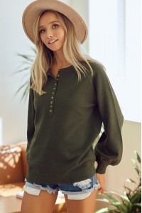 Button Placket Loose Fit Knit