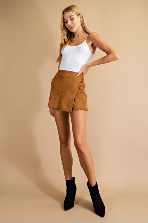 Front Wrap Suede Shorts