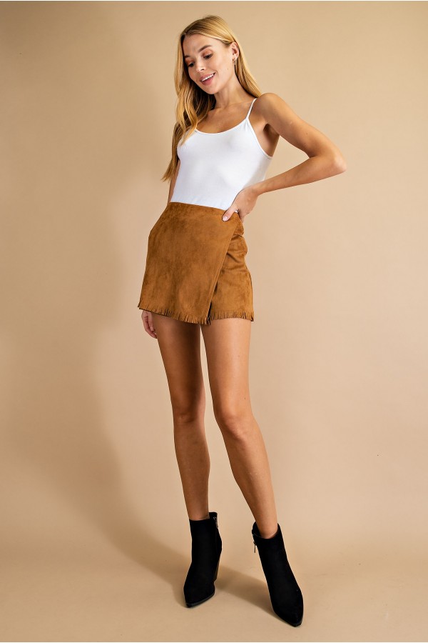 Front Wrap Suede Shorts