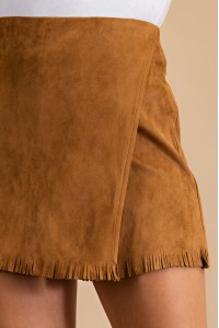 Front Wrap Suede Shorts