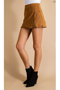 Front Wrap Suede Shorts