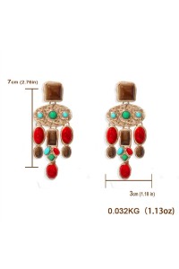 Alloy Gem Tassel Earrings