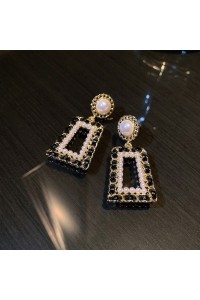 Rectangle Pearl Chain Earrings