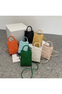 Mini Quality Weave Pu Leather Solid Color Crossbody Bag/pouch/handle