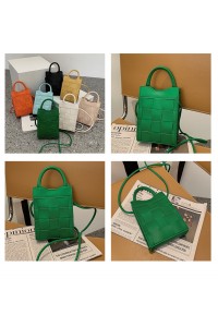 Mini Quality Weave Pu Leather Solid Color Crossbody Bag/pouch/handle