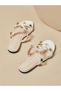 Hollow Rivet Stud Flat Sandal