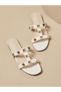 Hollow Rivet Stud Flat Sandal