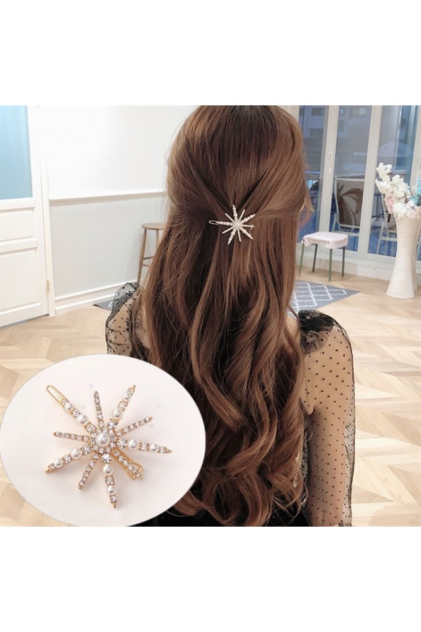 Star Pearl Rhinestone Hair Clip