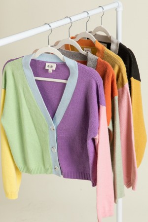 Tricolored Crop Cardigan