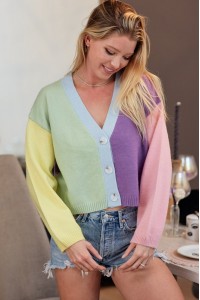 Tricolored Crop Cardigan