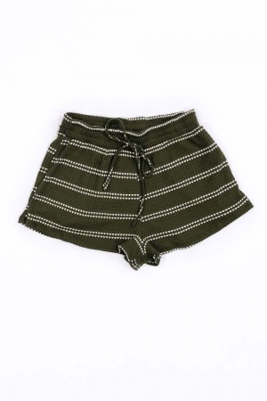 WAFFLE KNIT DRAWSTRING LOUNGE SHORTS